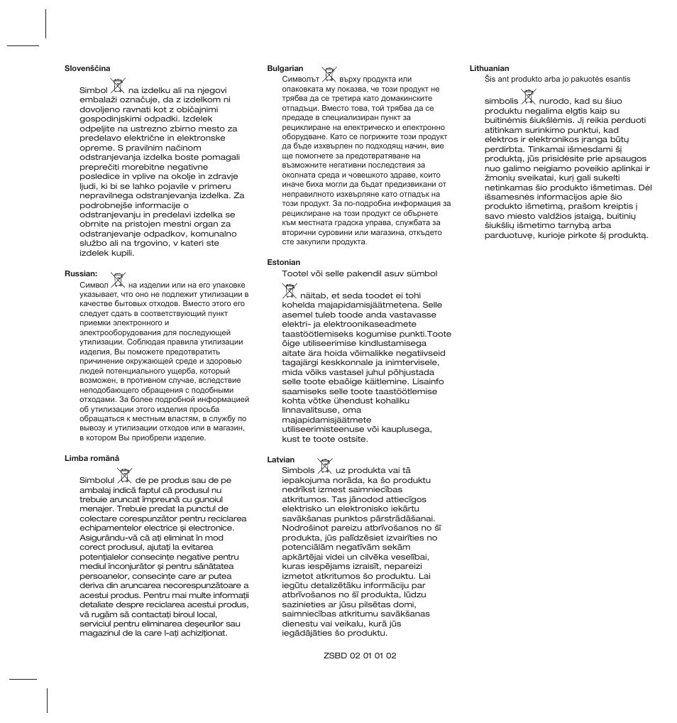 Electrolux ZS206 User Manual | Page 67 / 68