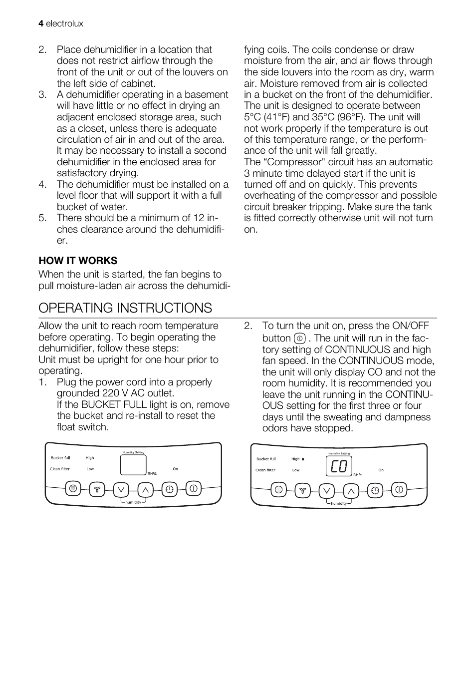 Operating instructions | Electrolux EXD25DN3W User Manual | Page 4 / 72