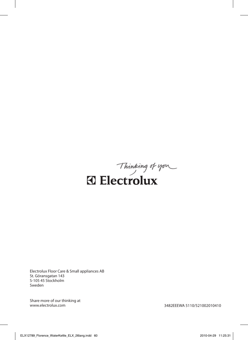 Electrolux EEWA5110 User Manual | Page 60 / 60