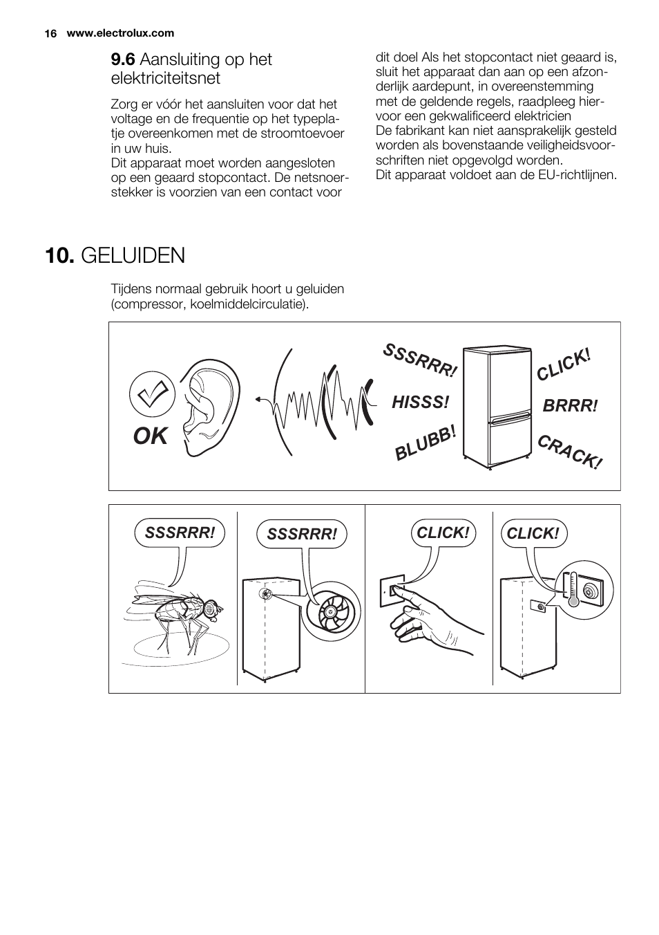 Geluiden | Electrolux ERF4110AOW User Manual | Page 16 / 72