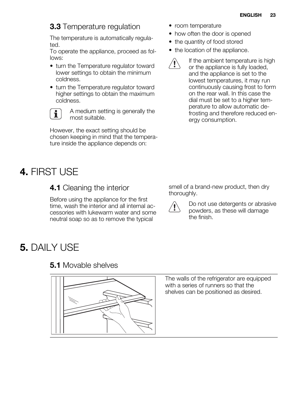 First use, Daily use | Electrolux ERF4110AOW User Manual | Page 23 / 72