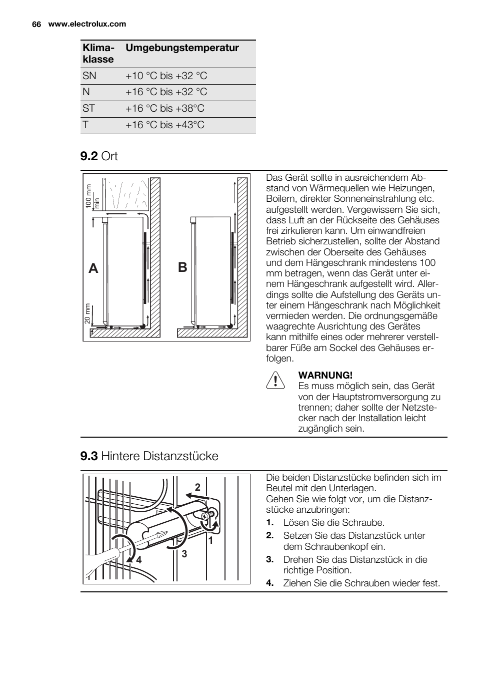 2 ort, 3 hintere distanzstücke | Electrolux ERF4110AOW User Manual | Page 66 / 72