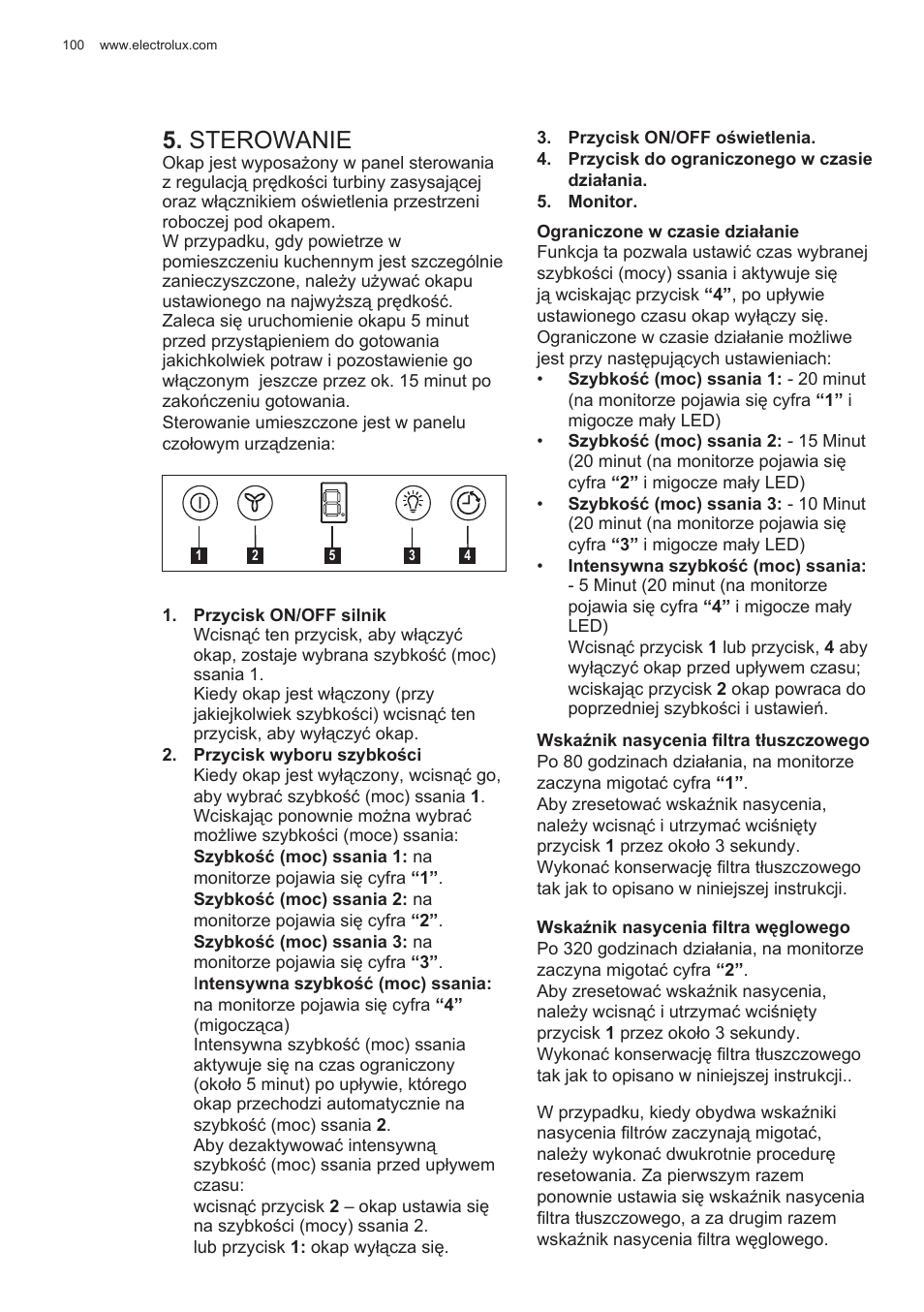 Sterowanie | Electrolux EFG50300X User Manual | Page 100 / 156