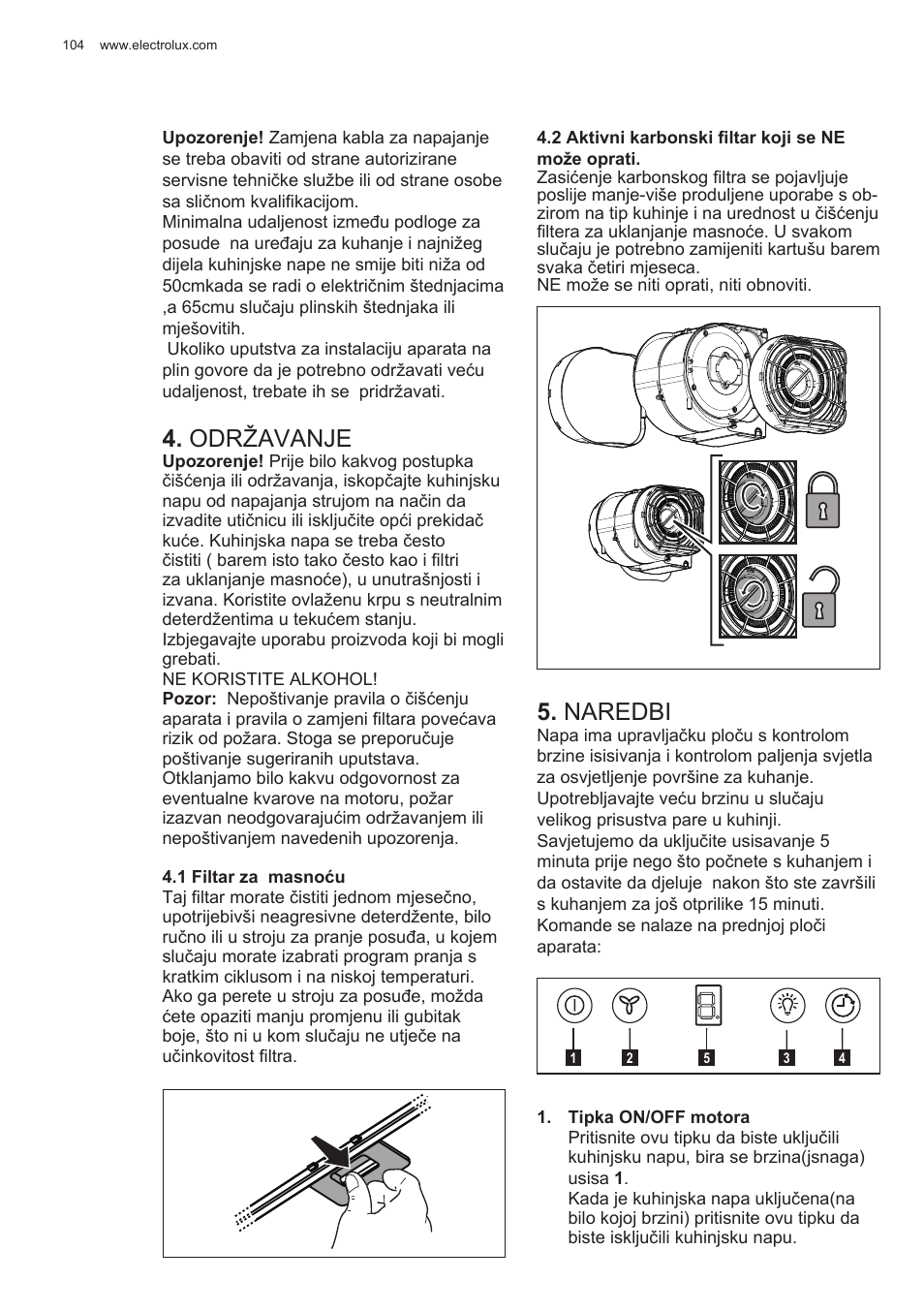 Održavanje, Naredbi | Electrolux EFG50300X User Manual | Page 104 / 156