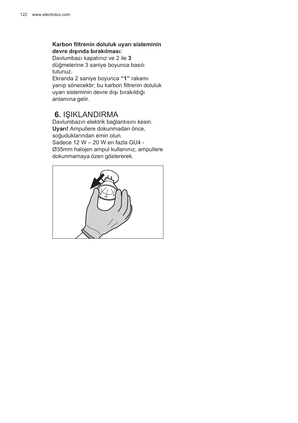 Işiklandirma | Electrolux EFG50300X User Manual | Page 122 / 156