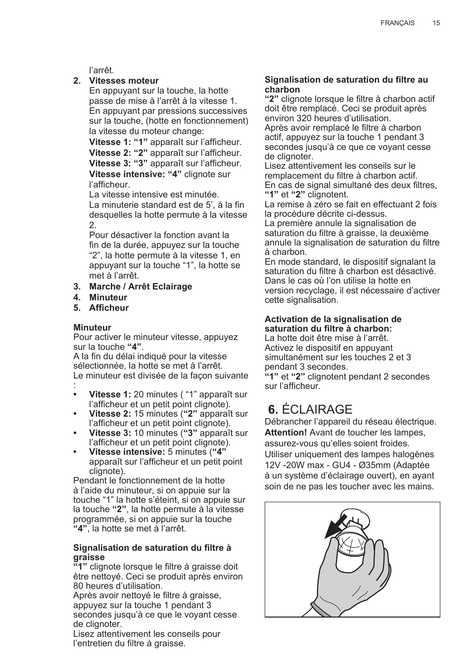 Éclairage | Electrolux EFG50300X User Manual | Page 15 / 156