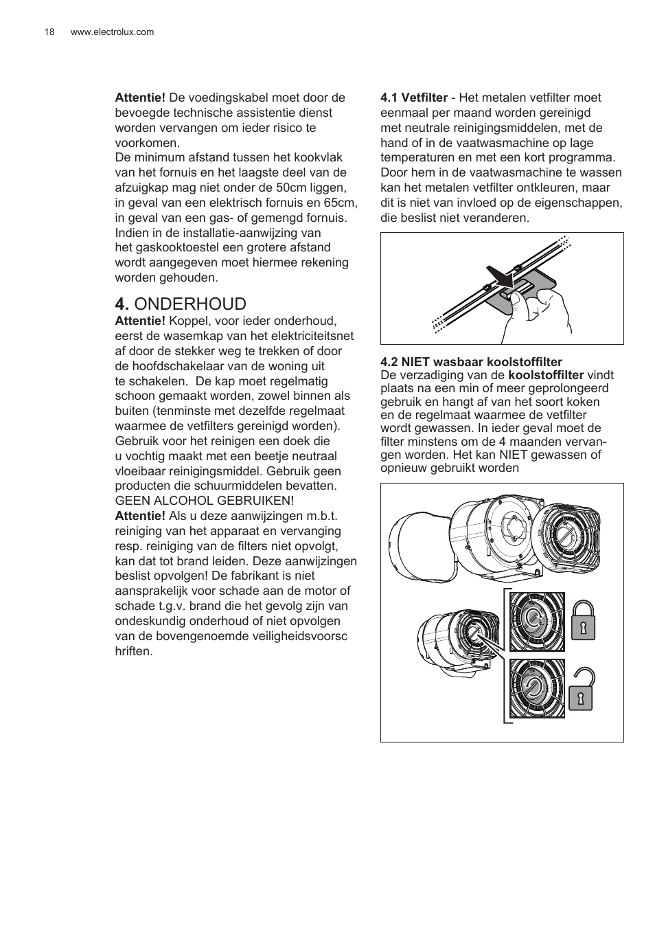 Onderhoud | Electrolux EFG50300X User Manual | Page 18 / 156