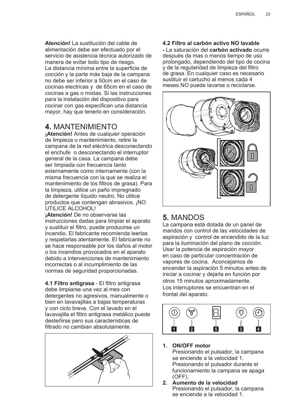 Mantenimiento, Mandos | Electrolux EFG50300X User Manual | Page 23 / 156