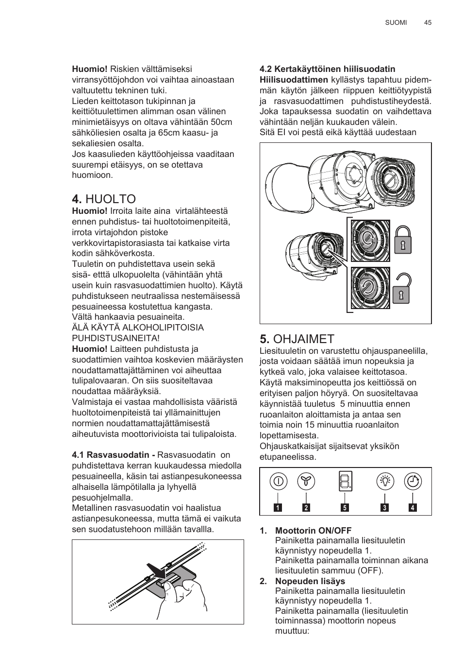 Huolto, Ohjaimet | Electrolux EFG50300X User Manual | Page 45 / 156