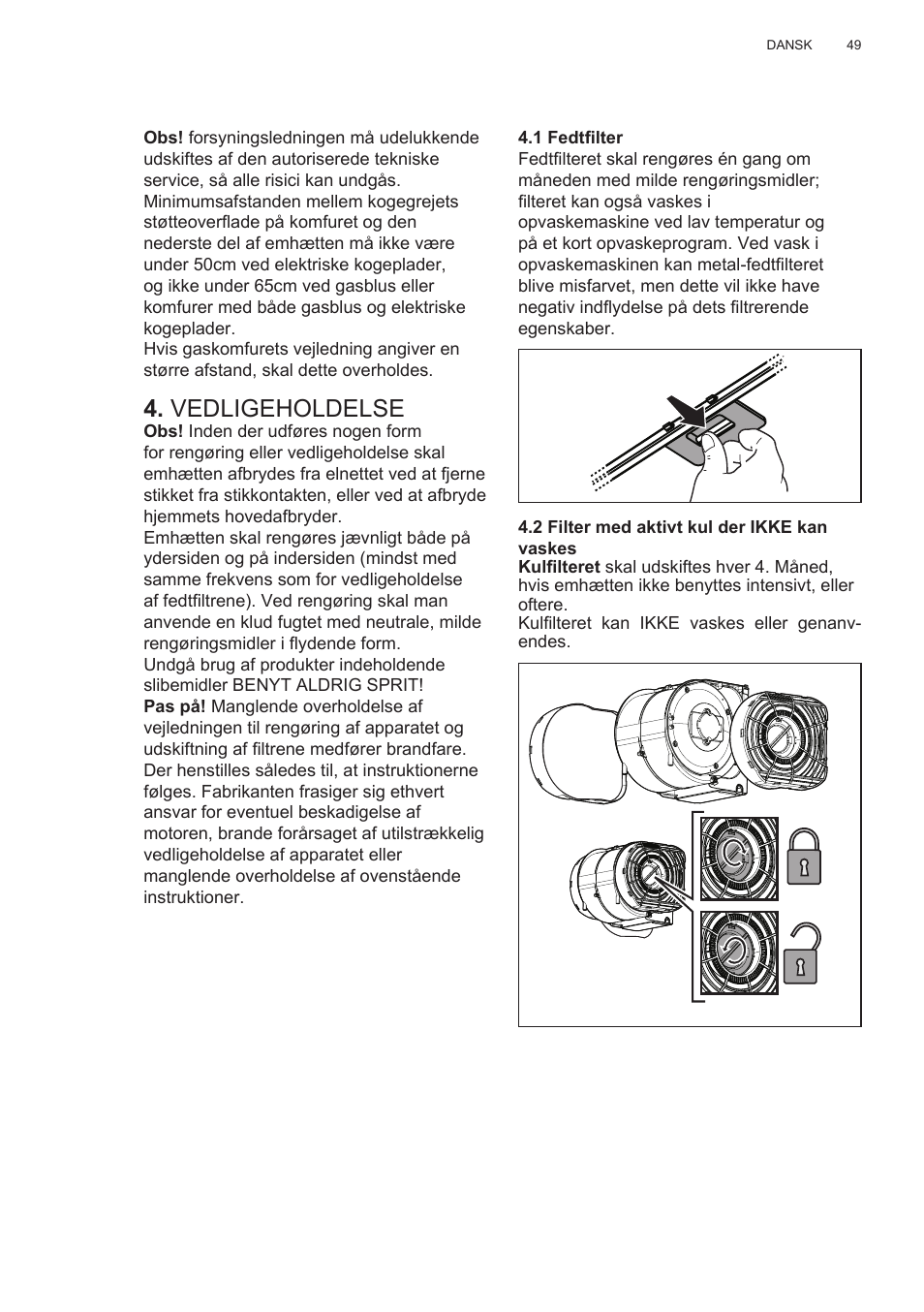 Vedligeholdelse | Electrolux EFG50300X User Manual | Page 49 / 156