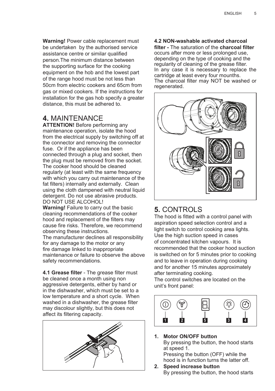 Controls, Maintenance | Electrolux EFG50300X User Manual | Page 5 / 156