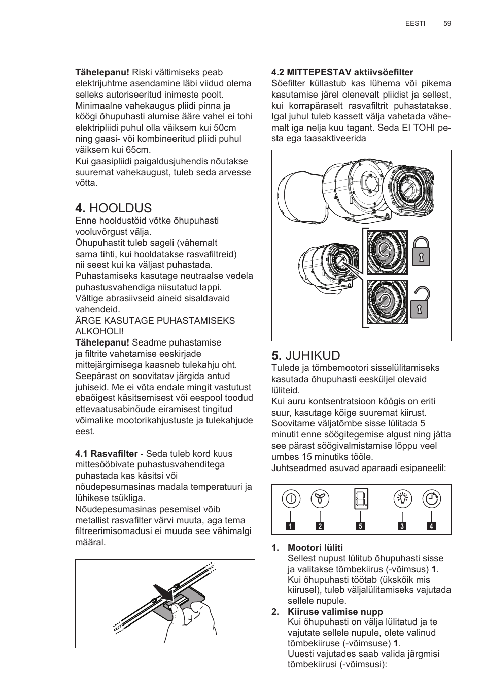 Juhikud, Hooldus | Electrolux EFG50300X User Manual | Page 59 / 156