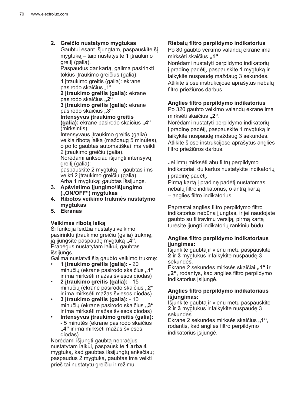 Electrolux EFG50300X User Manual | Page 70 / 156