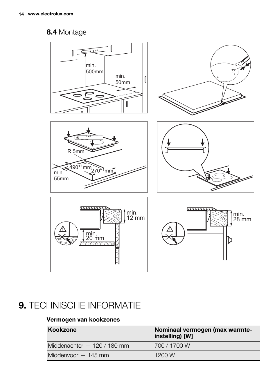 Technische informatie, 4 montage | Electrolux EHF3320FOK User Manual | Page 14 / 60