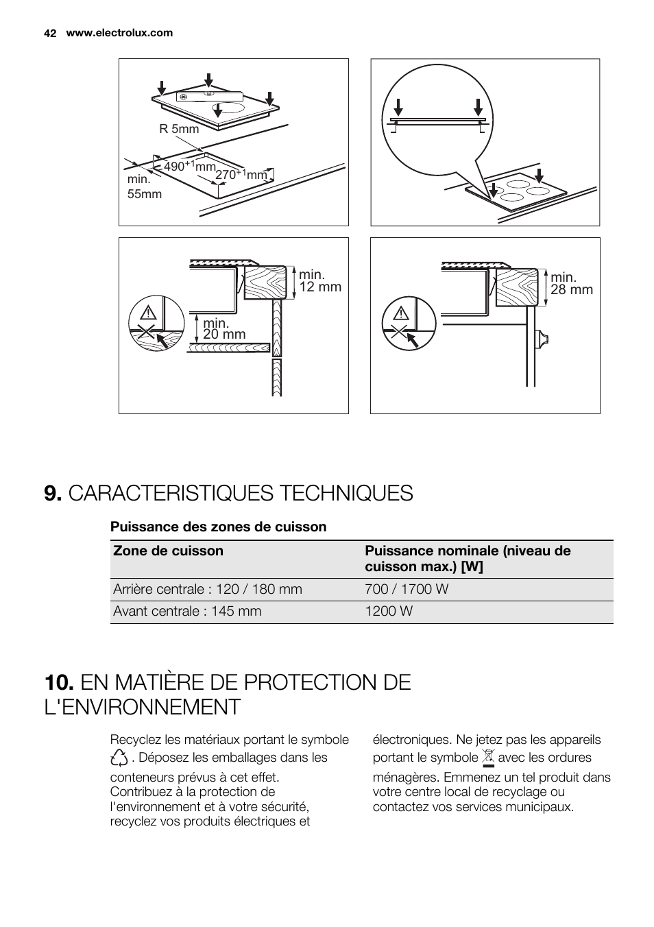 Caracteristiques techniques, En matière de protection de l'environnement | Electrolux EHF3320FOK User Manual | Page 42 / 60