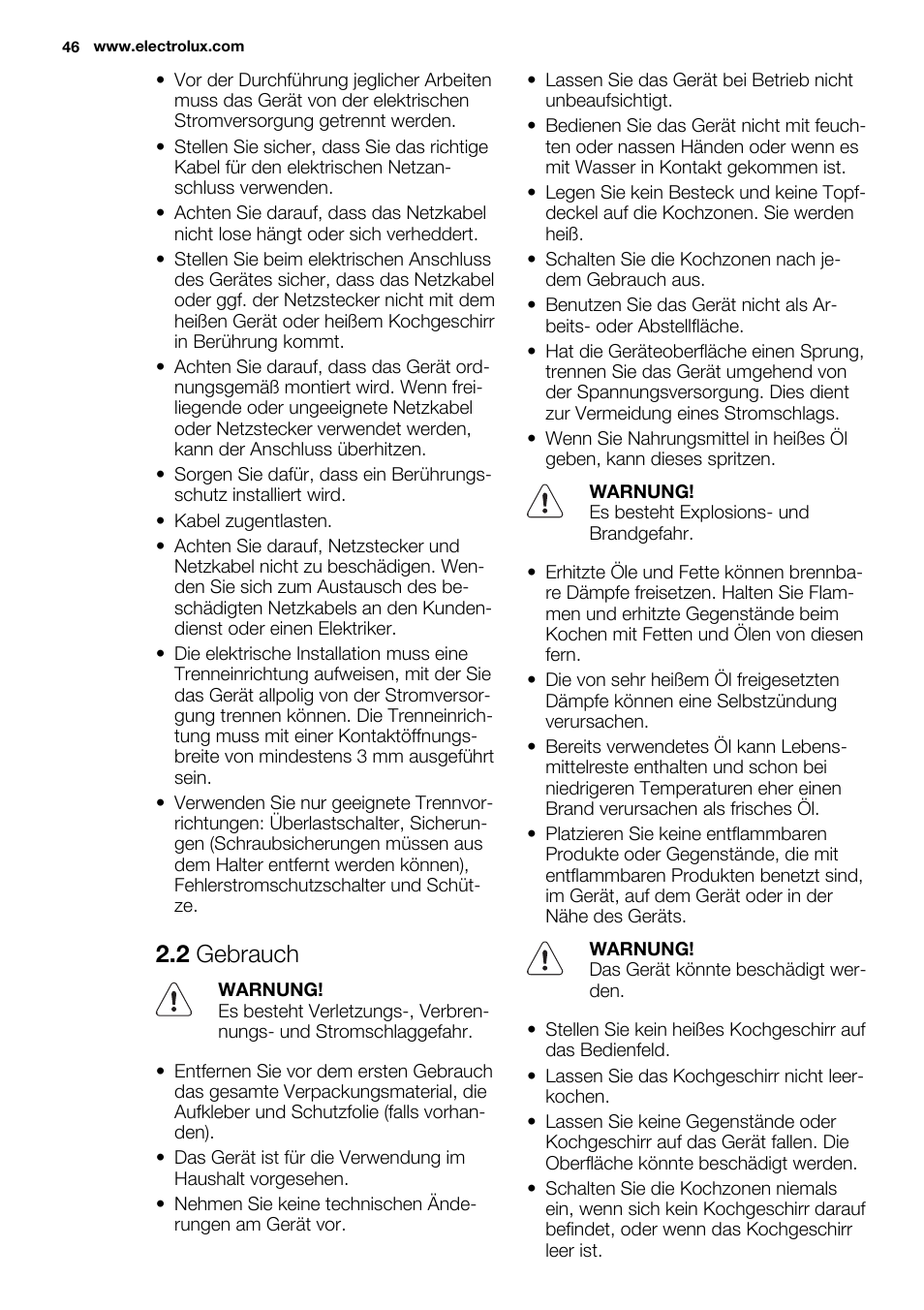 2 gebrauch | Electrolux EHF3320FOK User Manual | Page 46 / 60