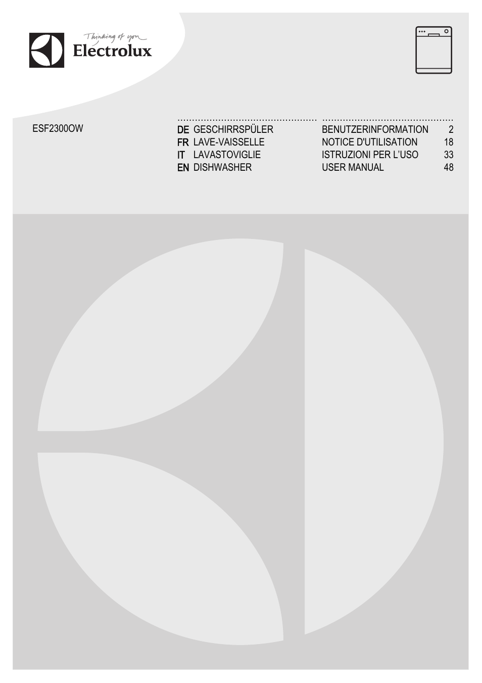 Electrolux ESF2300OW User Manual | 64 pages