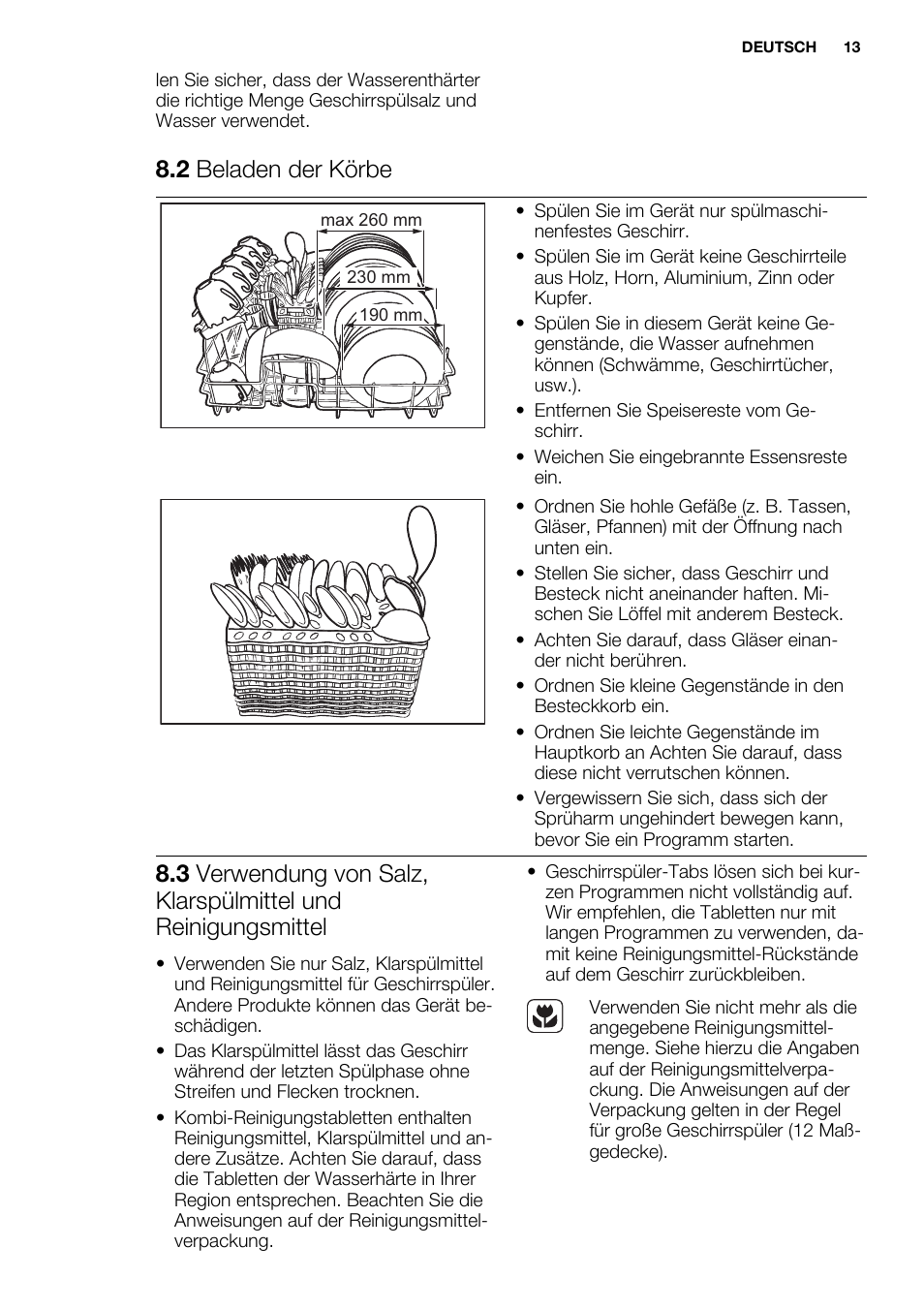 2 beladen der körbe | Electrolux ESF2300OW User Manual | Page 13 / 64