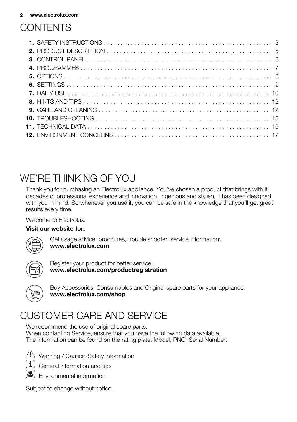 Electrolux EDH3498RDL User Manual | Page 2 / 68