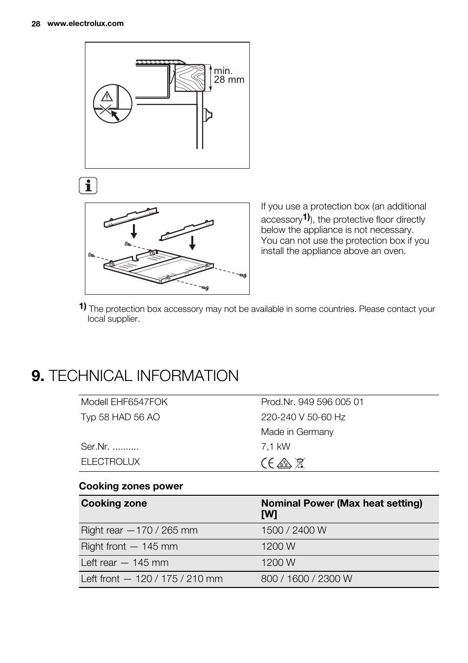 Technical information | Electrolux EHF6547FOK User Manual | Page 28 / 60