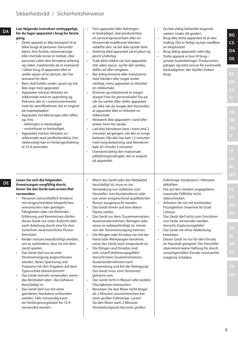 Sicherheitshinweise, Sikkerhedsråd | Electrolux EFP5300 User Manual | Page 5 / 124