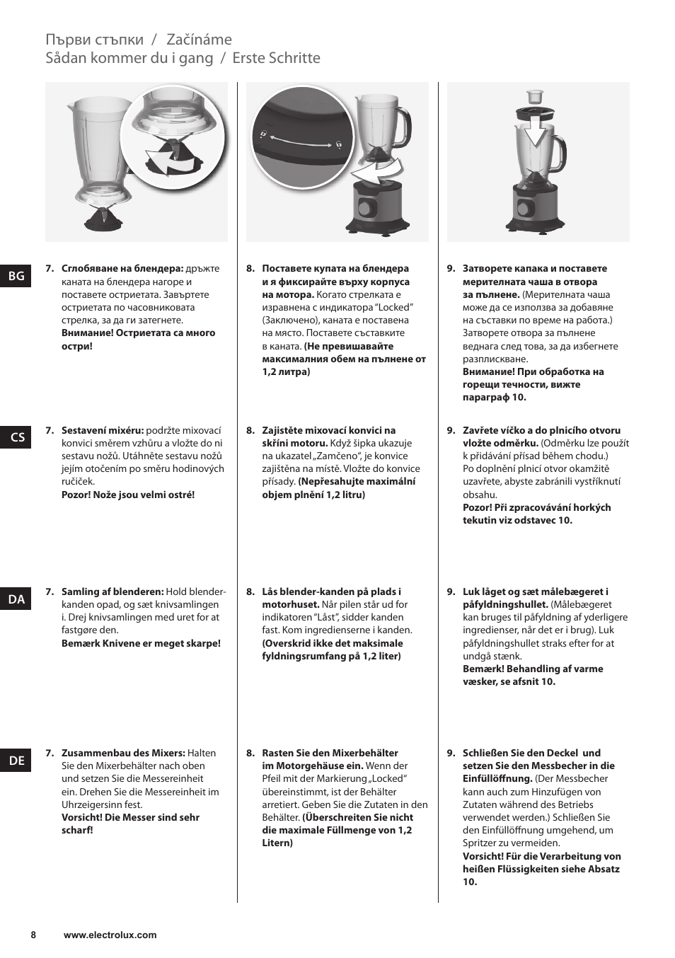 Erste schritte, Sådan kommer du i gang, Začínáme | Първи стъпки | Electrolux EFP5300 User Manual | Page 8 / 124