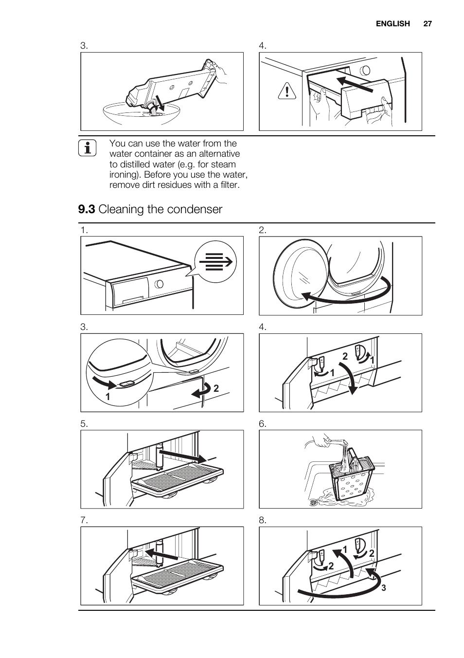 3 cleaning the condenser | Electrolux EDC2086PDW User Manual | Page 27 / 64