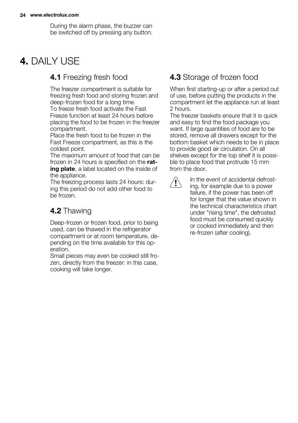 Daily use | Electrolux EUF2742AOW User Manual | Page 24 / 68