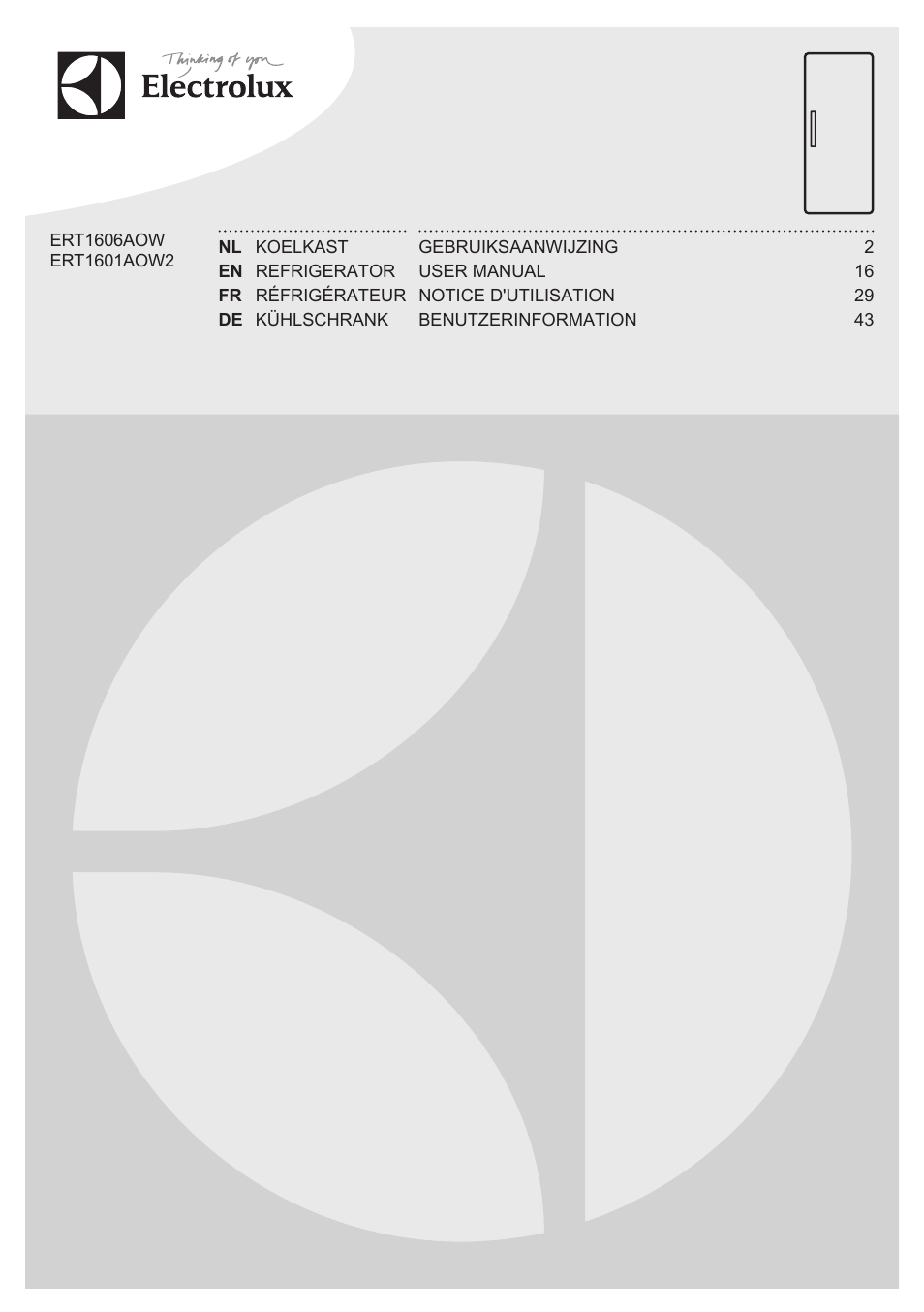 Electrolux ERT1606AOW User Manual | 60 pages