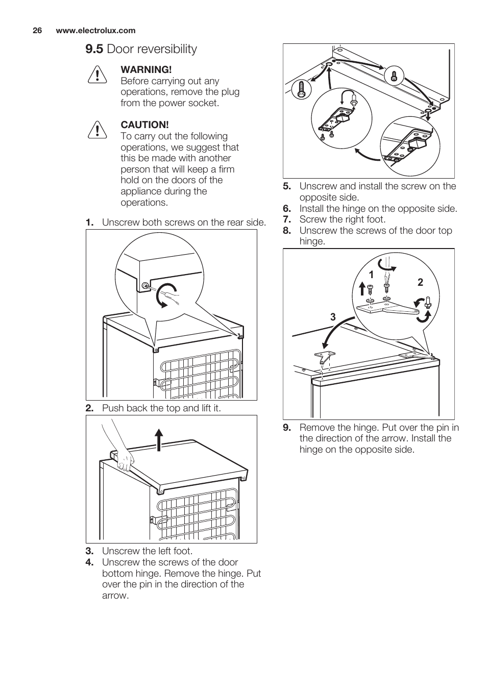 5 door reversibility | Electrolux ERT1606AOW User Manual | Page 26 / 60