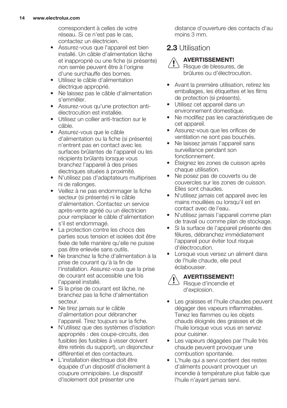 3 utilisation | Electrolux EHF3920BOK User Manual | Page 14 / 44