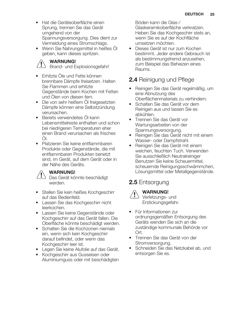 4 reinigung und pflege, 5 entsorgung | Electrolux EHF3920BOK User Manual | Page 25 / 44