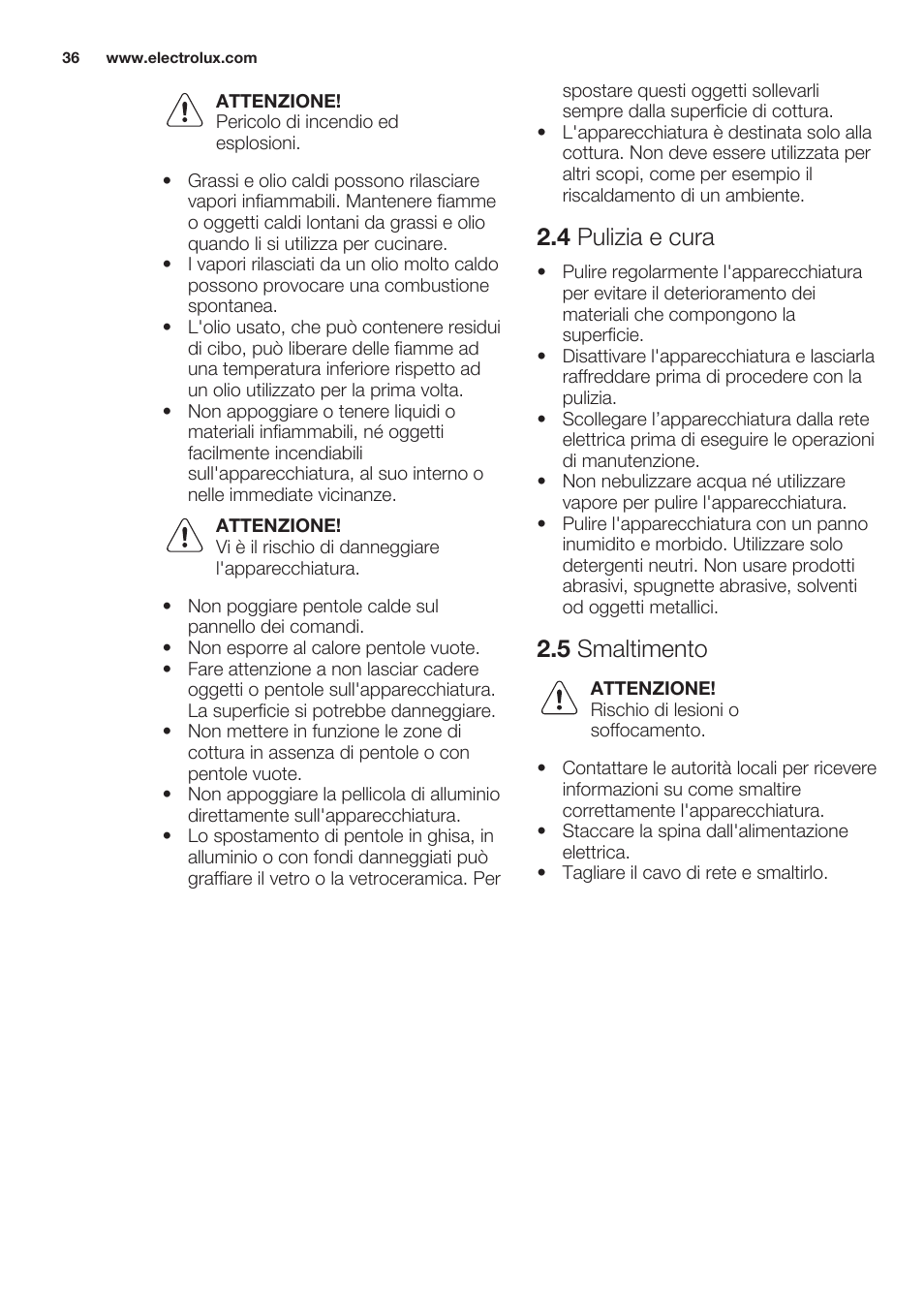 4 pulizia e cura, 5 smaltimento | Electrolux EHF3920BOK User Manual | Page 36 / 44
