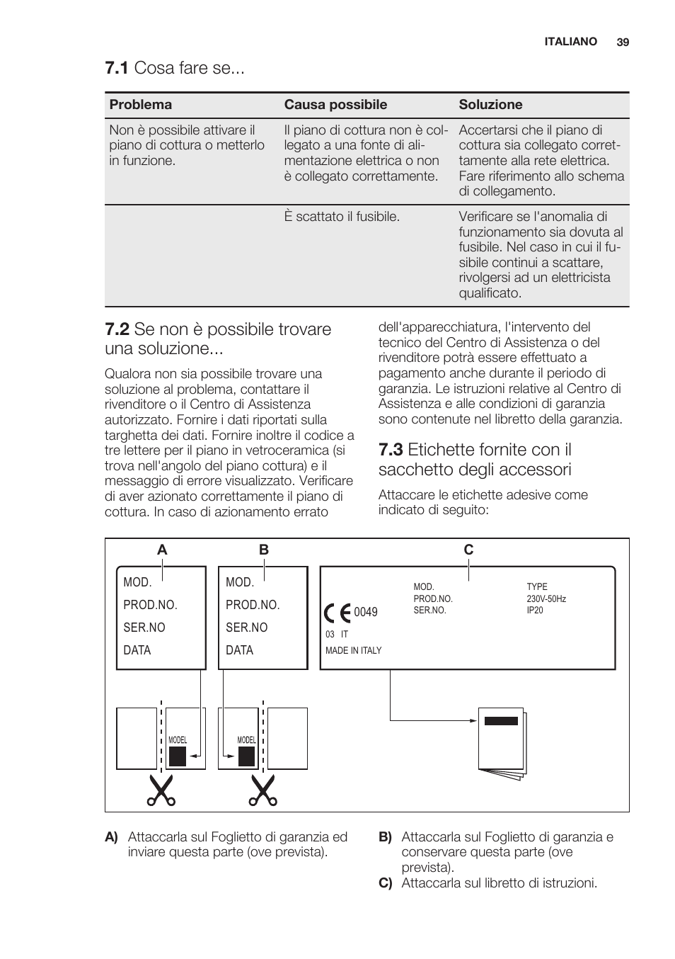 1 cosa fare se, 2 se non è possibile trovare una soluzione | Electrolux EHF3920BOK User Manual | Page 39 / 44