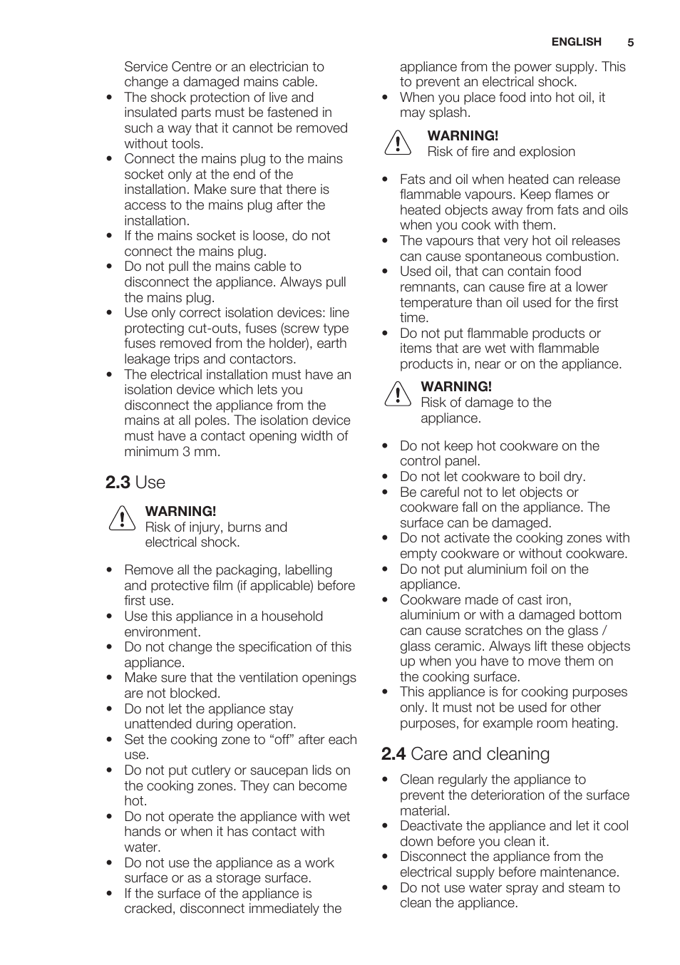 3 use, 4 care and cleaning | Electrolux EHF3920BOK User Manual | Page 5 / 44