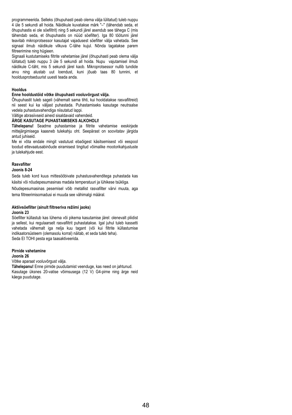 Electrolux EFC50800X User Manual | Page 47 / 72