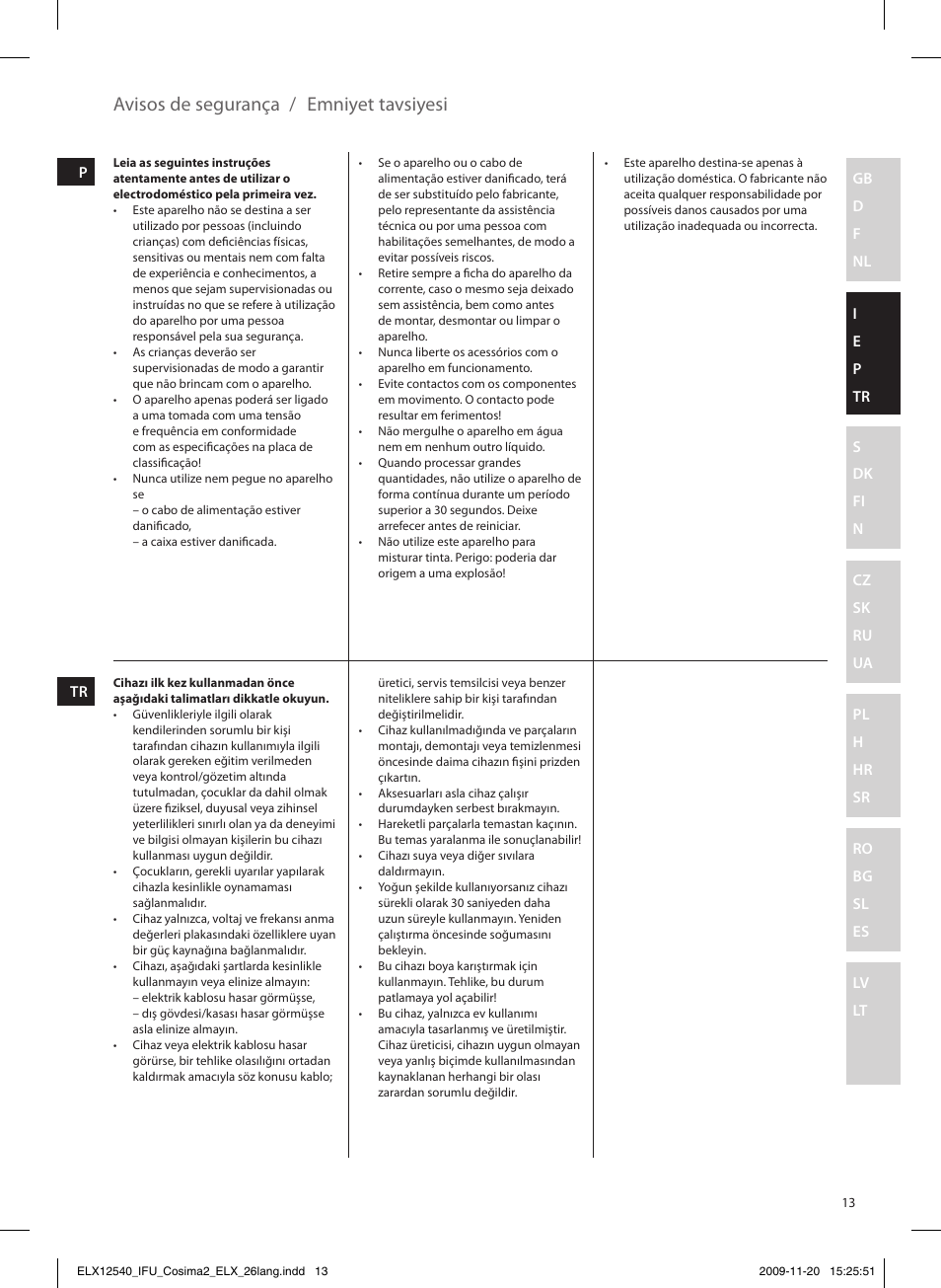 Avisos de segurança, Emniyet tavsiyesi | Electrolux EHM4400 User Manual | Page 13 / 64