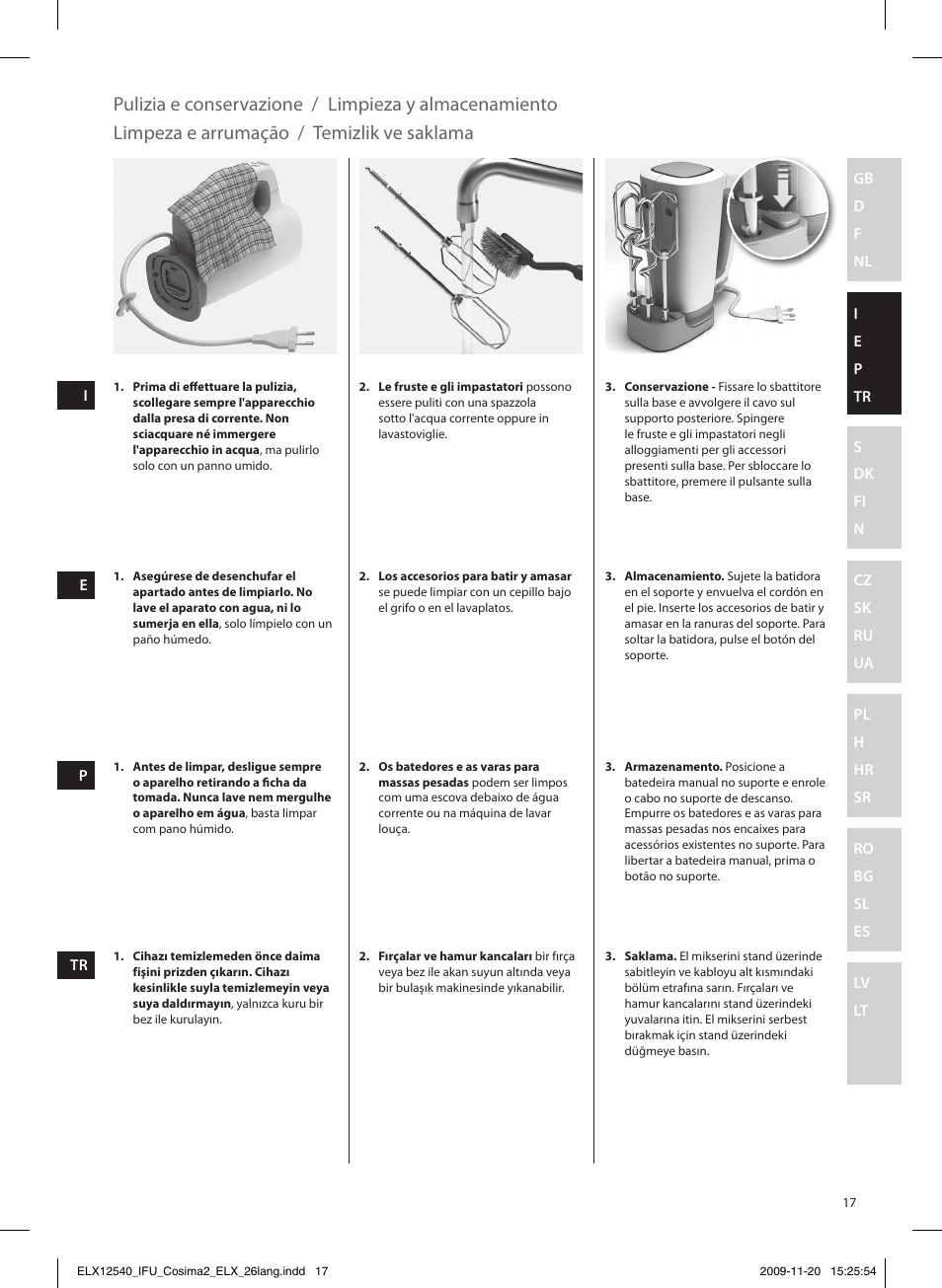 Limpeza e arrumação, Temizlik ve saklama | Electrolux EHM4400 User Manual | Page 17 / 64