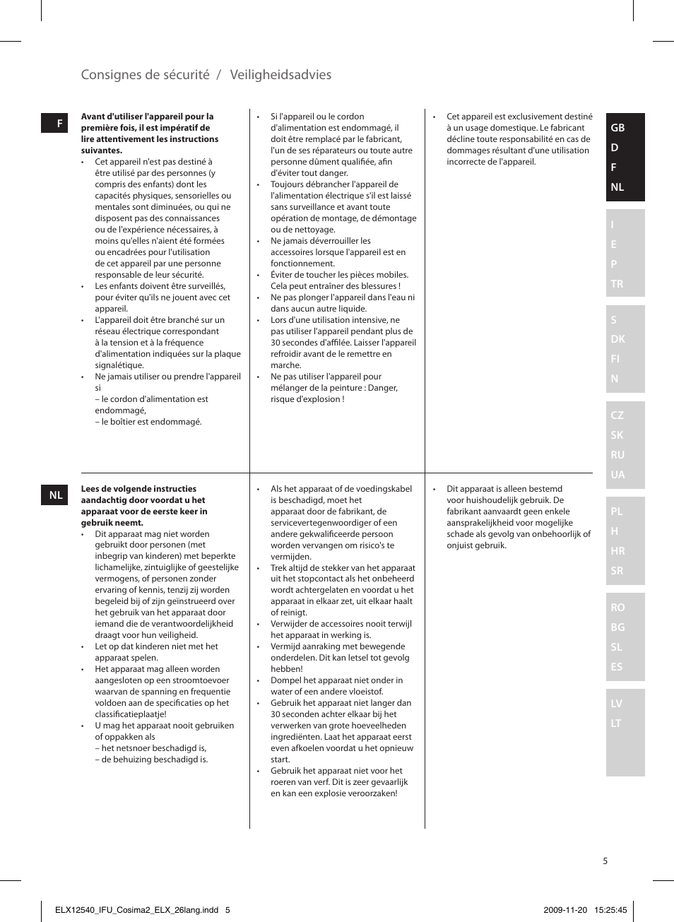 Consignes de sécurité, Veiligheidsadvies | Electrolux EHM4400 User Manual | Page 5 / 64