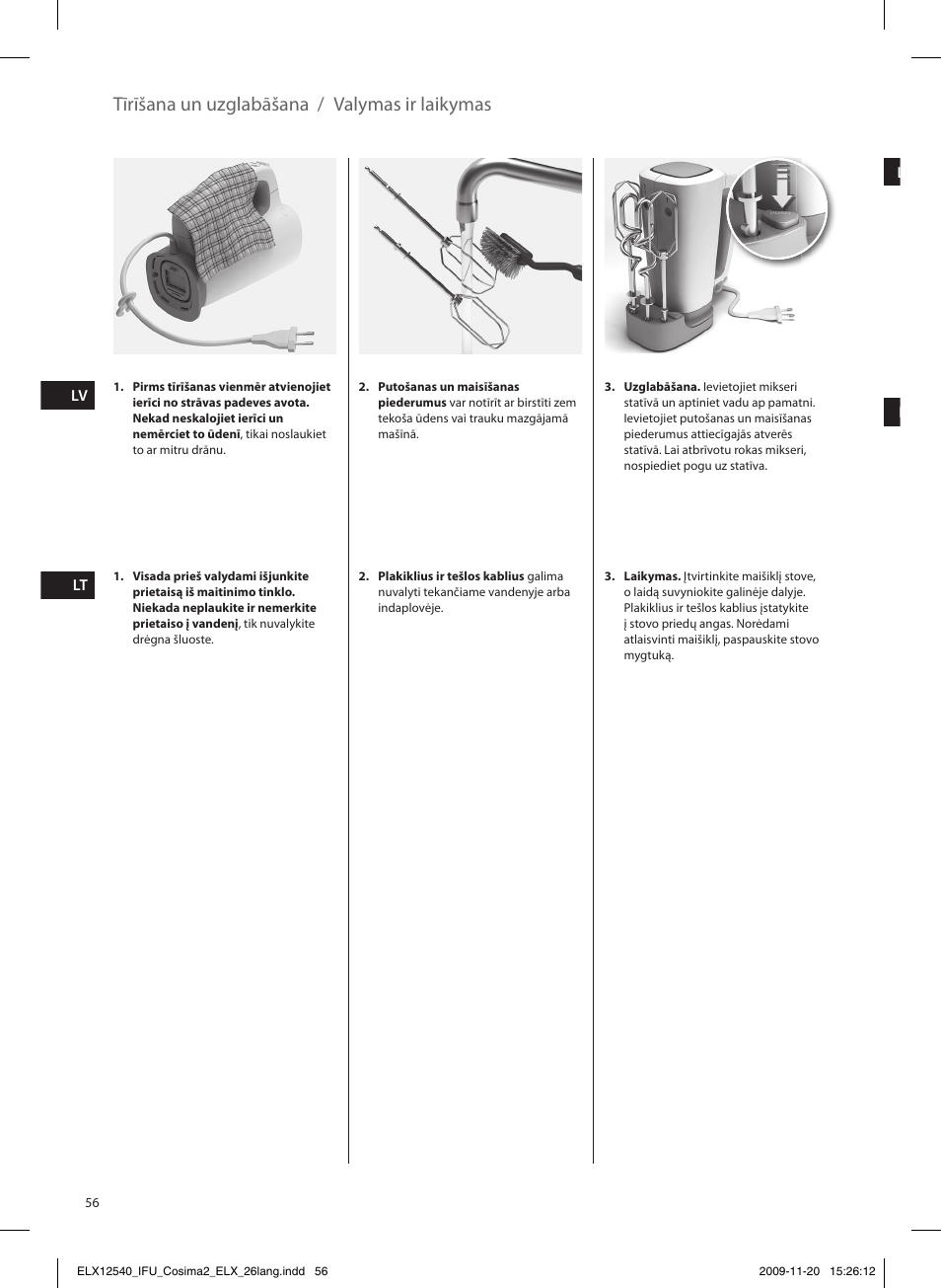 Tīrīšana un uzglabāšana / valymas ir laikymas | Electrolux EHM4400 User Manual | Page 56 / 64