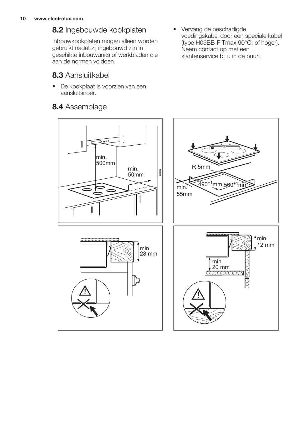 2 ingebouwde kookplaten, 3 aansluitkabel, 4 assemblage | Electrolux EHF6140FOK User Manual | Page 10 / 44