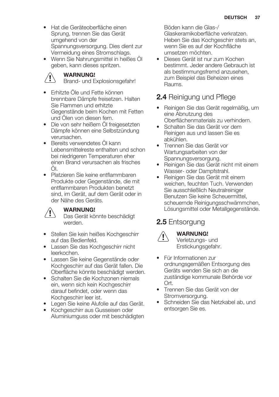 4 reinigung und pflege, 5 entsorgung, Gerätebeschreibung | Electrolux EHF6140FOK User Manual | Page 37 / 44