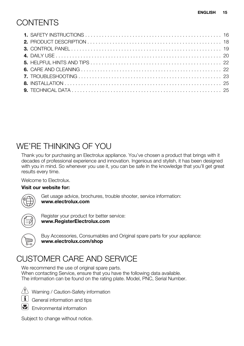 Electrolux EN3450COX User Manual | Page 15 / 56