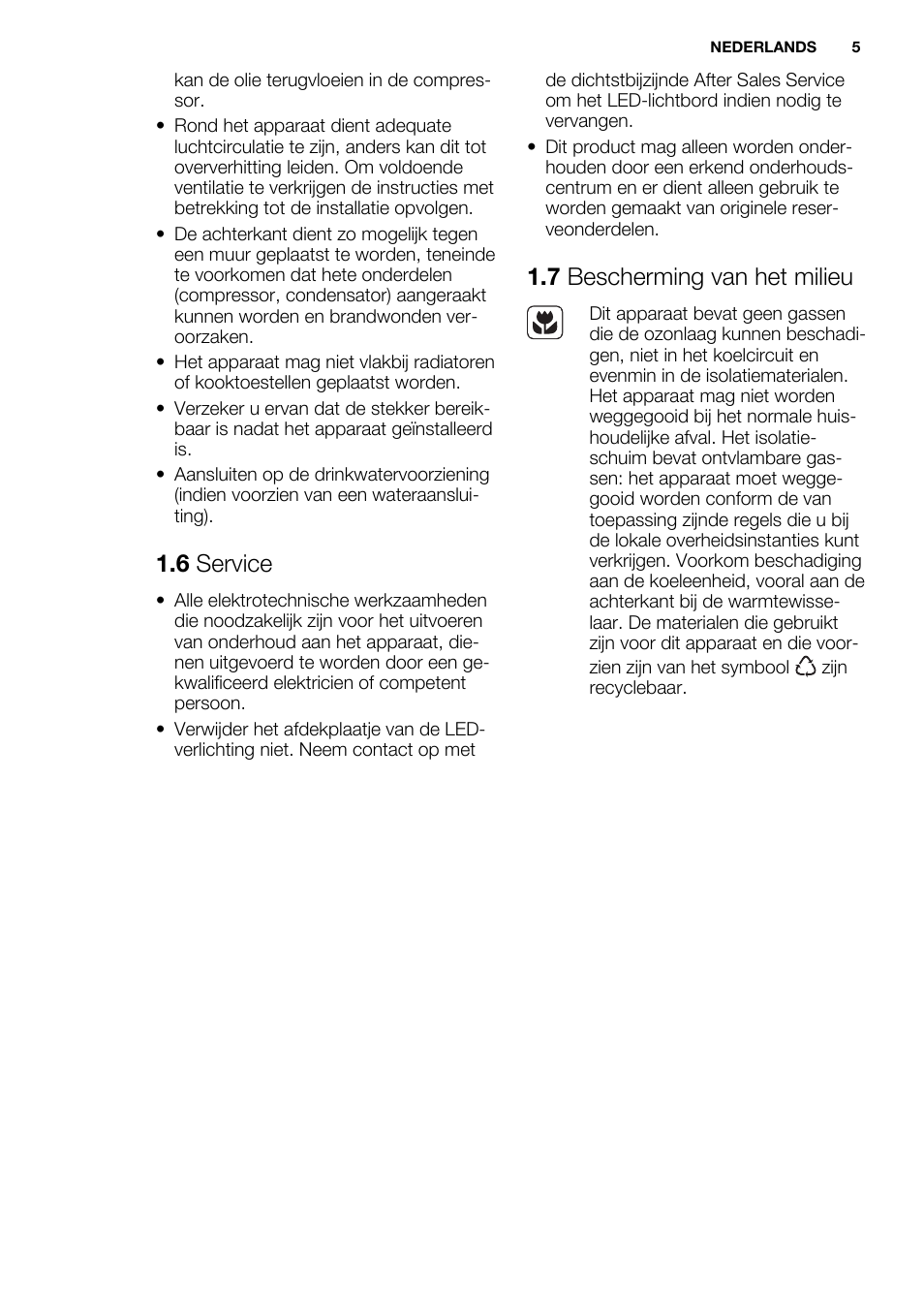 6 service, 7 bescherming van het milieu | Electrolux EN3450COX User Manual | Page 5 / 56