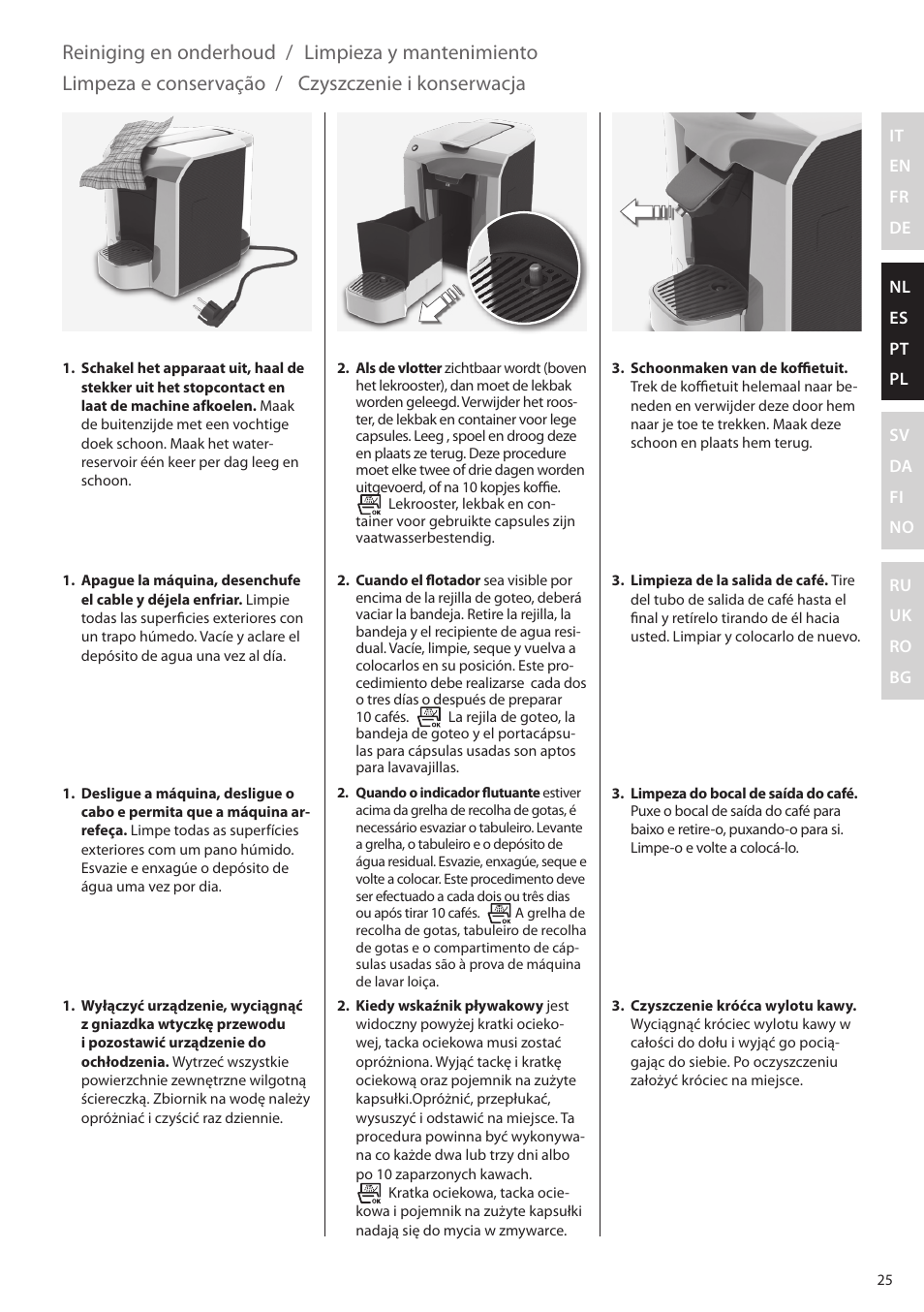 It en fr de nl es pt pl sv da fi no ru uk ro bg | Electrolux ELM5000BK User Manual | Page 25 / 60