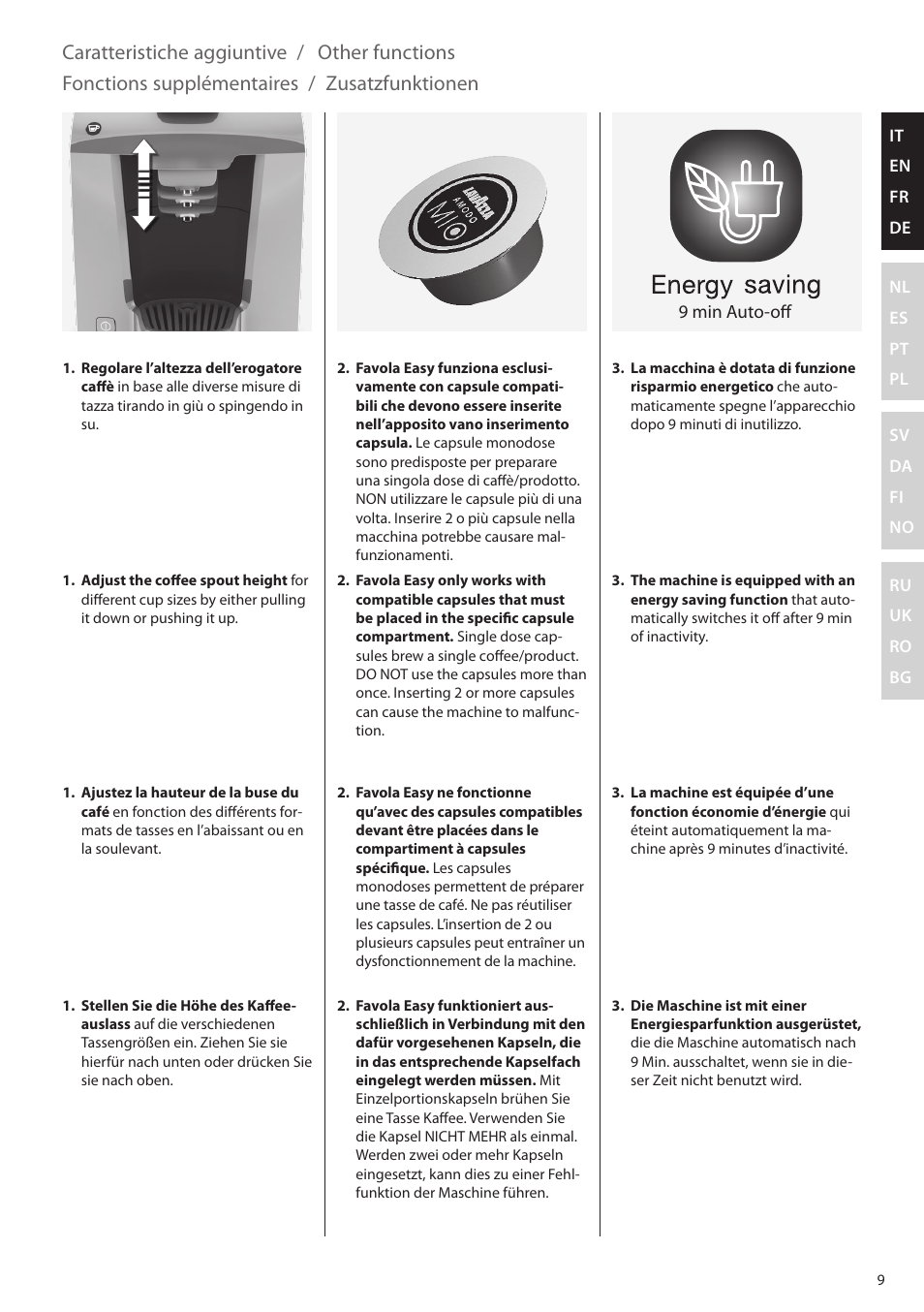 9 min auto-off | Electrolux ELM5000BK User Manual | Page 9 / 60