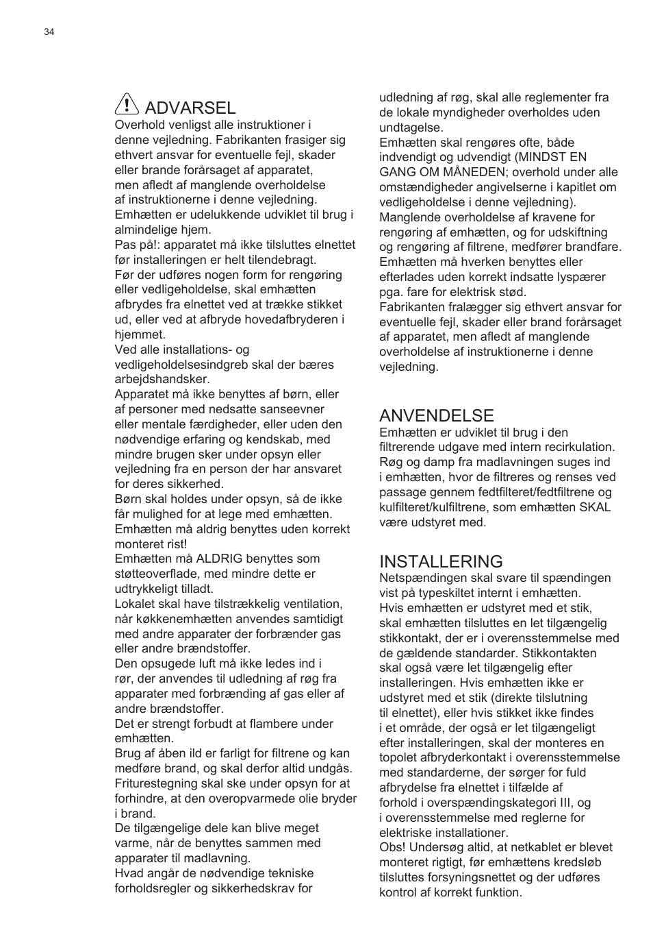 Electrolux EFC60400K User Manual | Page 34 / 100