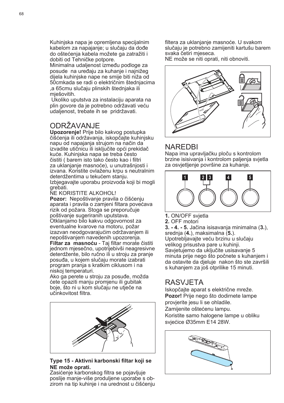 Održavanje, Naredbi, Rasvjeta | Electrolux EFC60400K User Manual | Page 68 / 100