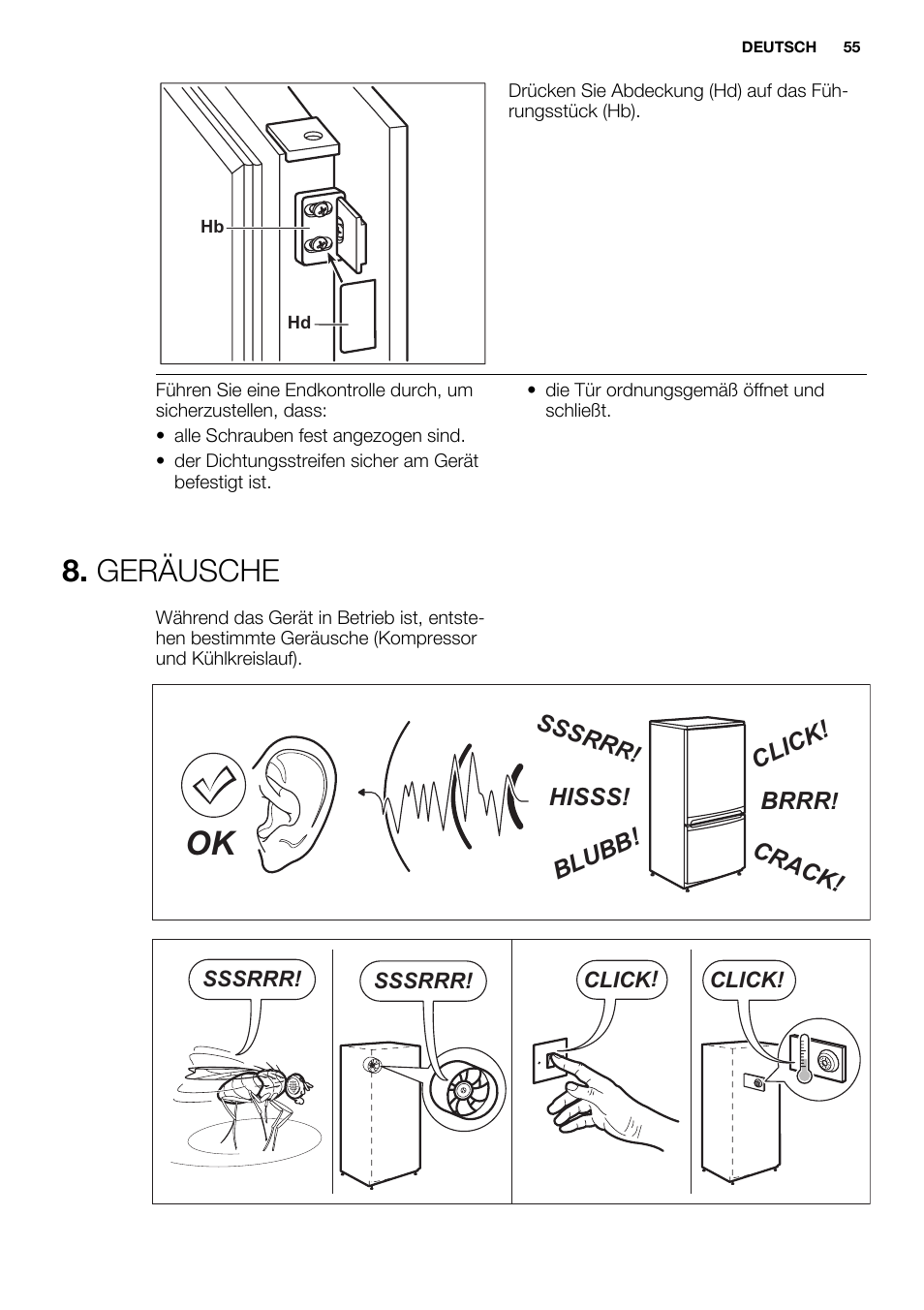 Geräusche | Electrolux EUN2244AOW User Manual | Page 55 / 80