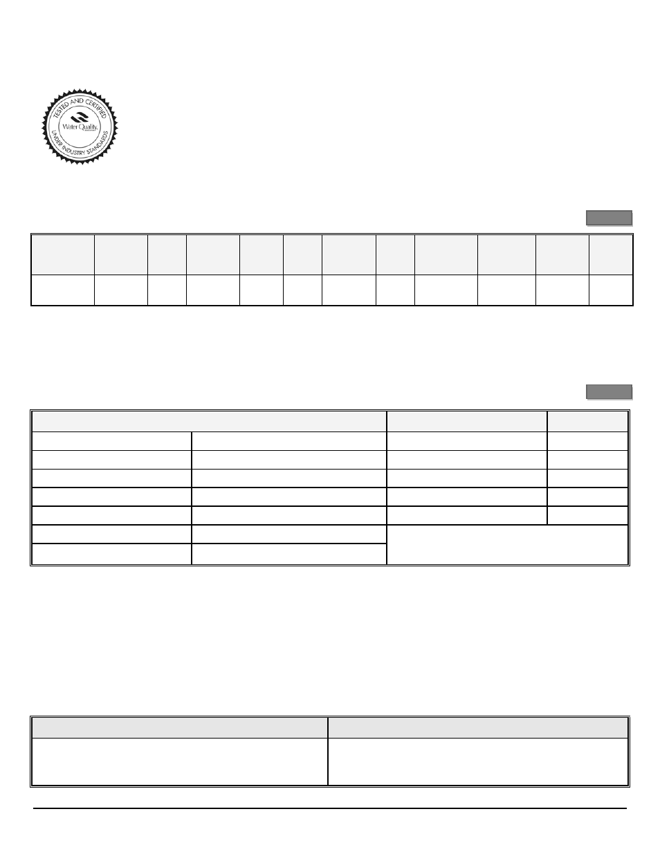 Bg-pure system configuration, Table 2, Source water supply profile | Chemical parameters, Conditions for use, Options and accessories, Product water faucets, Certified contaminant reduction performance | Water Inc WI-BG-PURE User Manual | Page 4 / 19